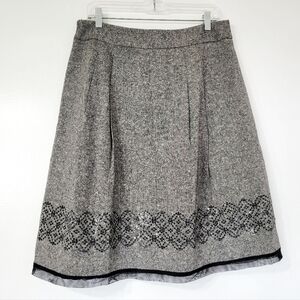 LOFT Gray and Black Wool Blend Sequin Skirt Size 10